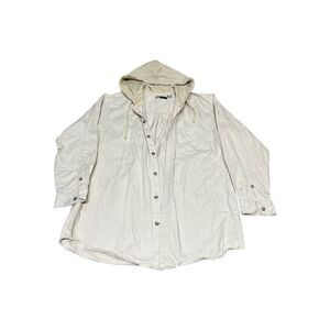 W.R. Gass Men's Vintage Cream Lightweight Button Up Hooded Jacket Size Large